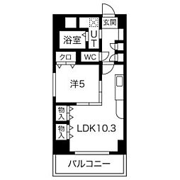 プレステージ新栄 1LDKの間取図画像