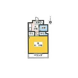 ヤングビレッヂ2 1Kの間取図画像