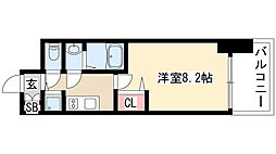 プレサンスジェネ千種内山2 1Kの間取図画像