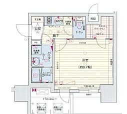 プレサンス丸の内アデル 1Kの間取図画像