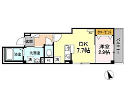 エテルノ幅下 1DKの間取図画像