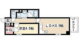 エステムプラザ名古屋丸の内 1LDKの間取図画像