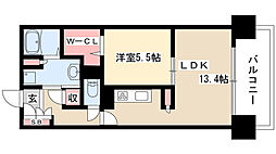 アデグランツ藤が丘 1LDKの間取図画像
