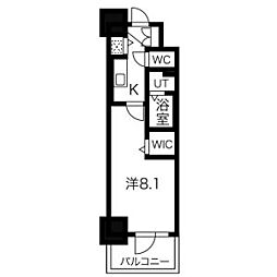エスリード今池ルミナス 1Kの間取図画像