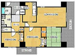 エルベコート二色の浜1棟 3LDKの間取図画像