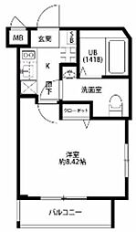プレール・ドゥーク東中野 1Kの間取図画像