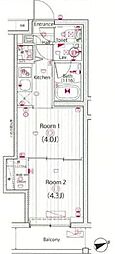 ガーラ・ヴィスタ祖師ヶ谷大蔵 2Kの間取図画像