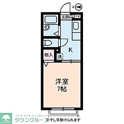 ドウェル・フロイデ 2階1Kの間取り