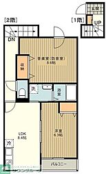 フェリーチェＭＩＹＡＢＩ 2階2DKの間取り