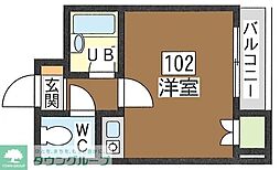 Star Stage 3階ワンルームの間取り