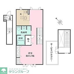 コンフォルト若宮 2階ワンルームの間取り