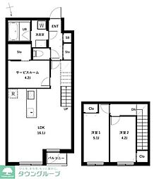 ＣＯＥＵＲ　ＢＬＡＮＣ西荻窪 3階2SLDKの間取り