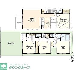 宮前3丁目貸家 2SLDKの間取り