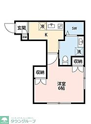 ゆいまーる若宮 1階1Kの間取り