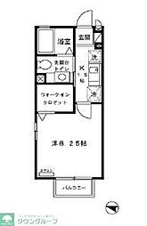 アレイヴィラ 2階1Kの間取り