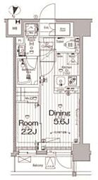 メイクス新中野アジールコート 6階1DKの間取り