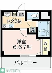 ティーズ 1階1Kの間取り