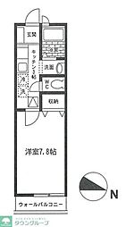 ルミエールM 2階1Kの間取り