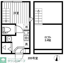 Coron Heiwadai 2階ワンルームの間取り