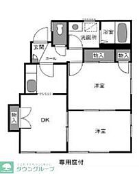 ベルメゾン 102 1階2DKの間取り