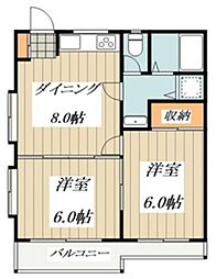 DUKE　II 2階2DKの間取り
