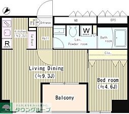 Ｔ．ｂｒａｎｄ世田谷 9階1LDKの間取り
