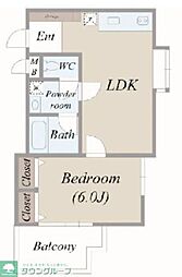 オークヴィラ 1階1LDKの間取り
