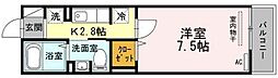 スリーリバー 1Kの間取図画像