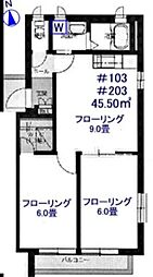 ベレオ高円寺 2DKの間取図画像