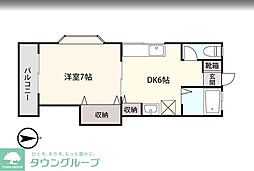ラ・ヴェール春日町 1DKの間取図画像