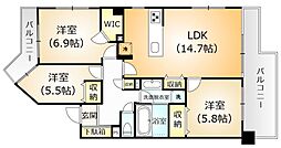 コンファーレ河辺プレシエール 3LDKの間取り