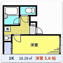スターコート高野台2 1Kの間取図画像