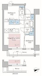 アーバネックス北上野 13階2LDKの間取り
