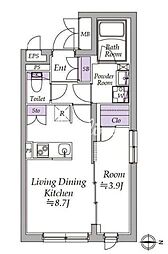 アトリオフラッツ日暮里 1階1LDKの間取り
