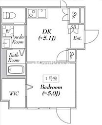 エリタージュ 3階1DKの間取り