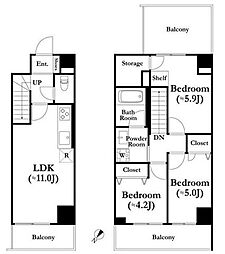 ロイジェント上野桜木 7階3LDKの間取り