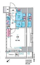 ジェノヴィア三ノ輪IIIスカイガーデン 11階1Kの間取り