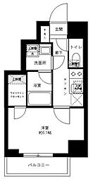 ハーモニーレジデンス上野ノースフロント 4階1Kの間取り