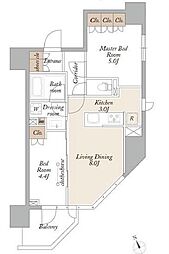 プライマル浅草言問通 4階2LDKの間取り
