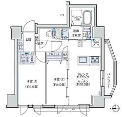 オーキッドレジデンス三ノ輪 5階2LDKの間取り