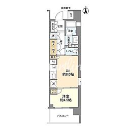 ザ・パークハウス上野池之端レジデンス 607 6階1DKの間取り