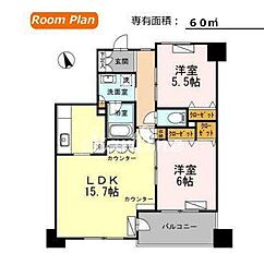 カスタリア荒川 603 6階2LDKの間取り