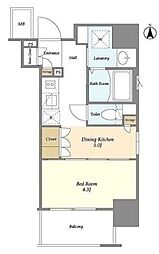 オルムコート日暮里イースト(ORME COURT NIPPORI EAST) 6階1DKの間取り