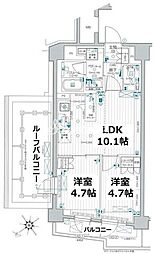パレステージ町屋参番館 6階2LDKの間取り