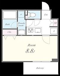 レーヴ・マノワール 1Kの間取図画像