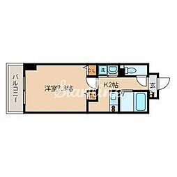 ラルジュマノワール 1Kの間取図画像