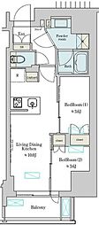 Brilliaist上野稲荷町 2LDKの間取図画像