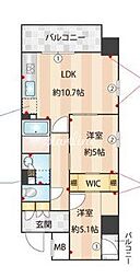 コスモグラシア三ノ輪 2LDKの間取図画像