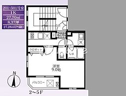 ビアンフェ入谷(Bienfait入谷) 1Kの間取図画像