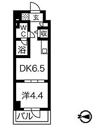 エルフォルテ東京EAST 1DKの間取図画像